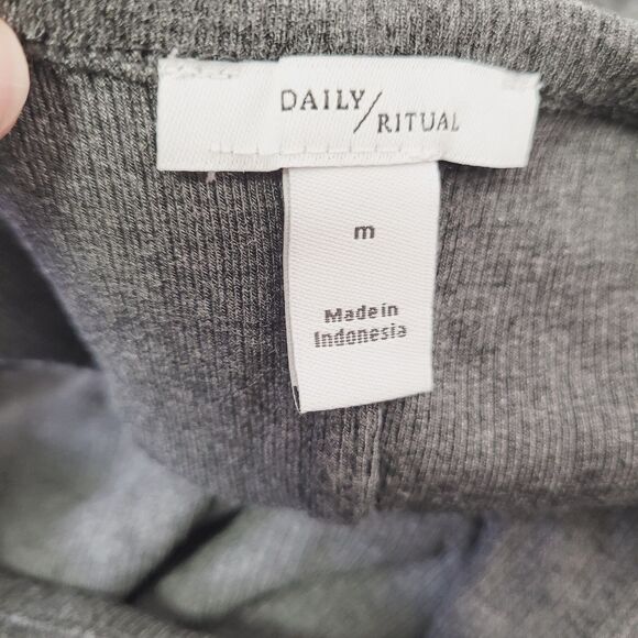 Daily Ritual Women's Relaxed Fit Rayon Spandex Fine Rib Maxi Dress Gray Medium - Picture 7 of 14